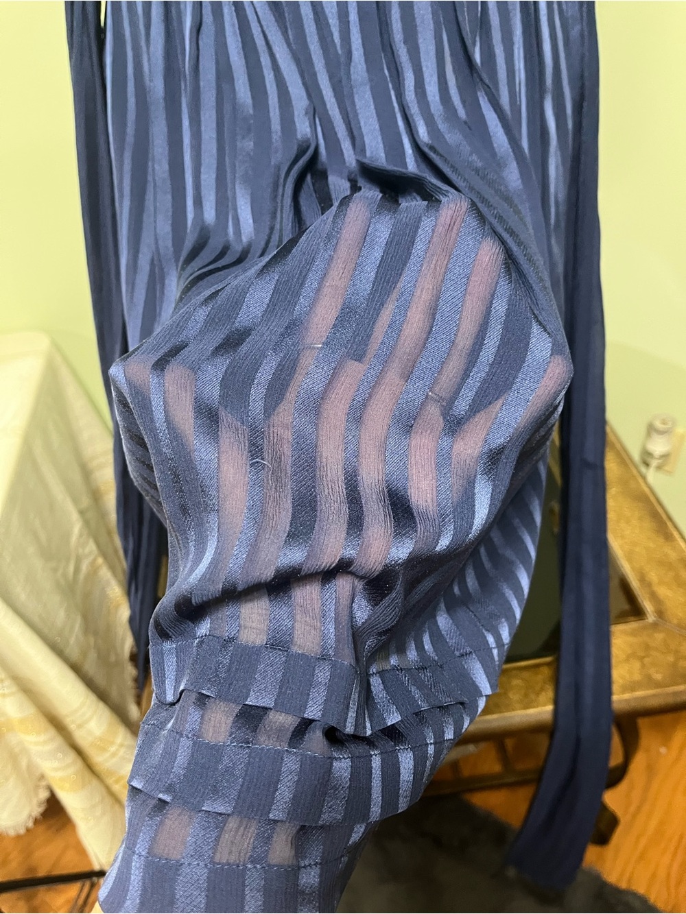 BCBG Max Azria Women’s 100% Silk Strapless Cocktail Dress Pleated Ink Blue Sz 12 - Picture 12 of 15